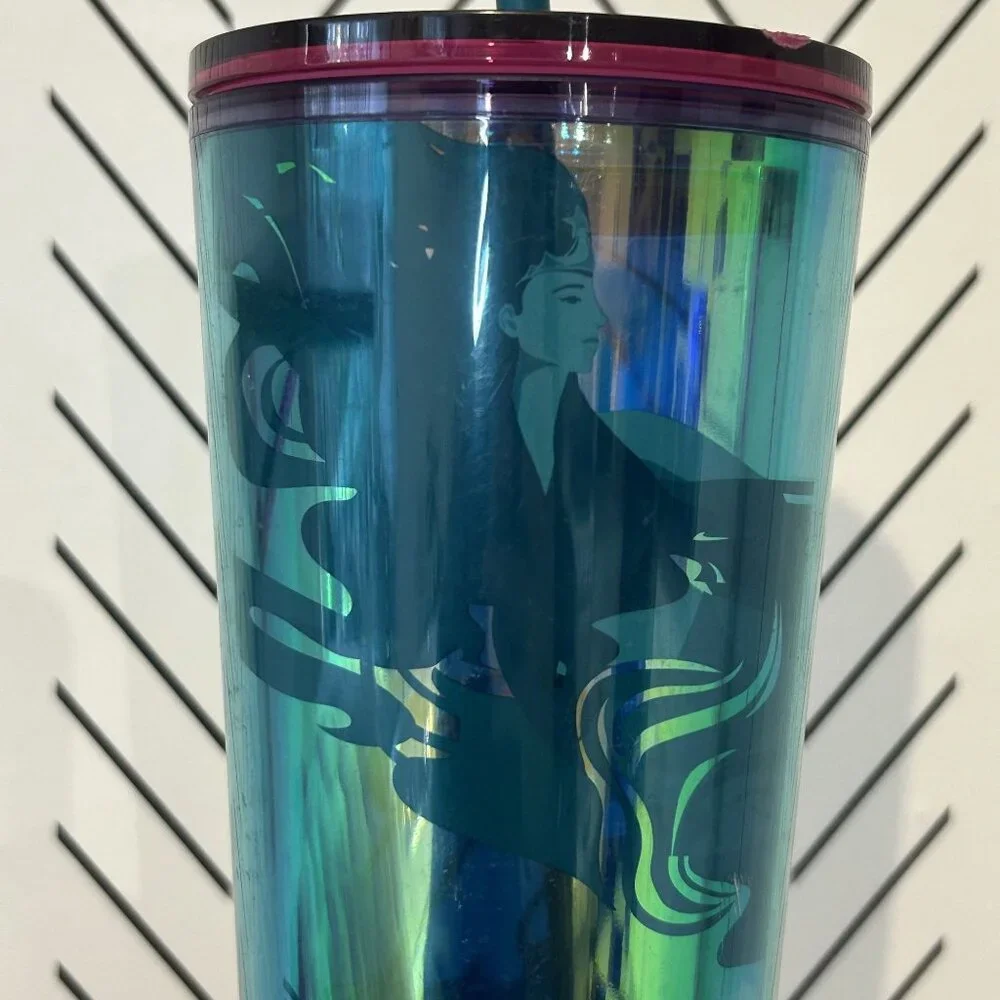 Starbucks 2023 Holographic Teal Glacier Oil Slick Siren Mermaid Cup Cold Tumbler
